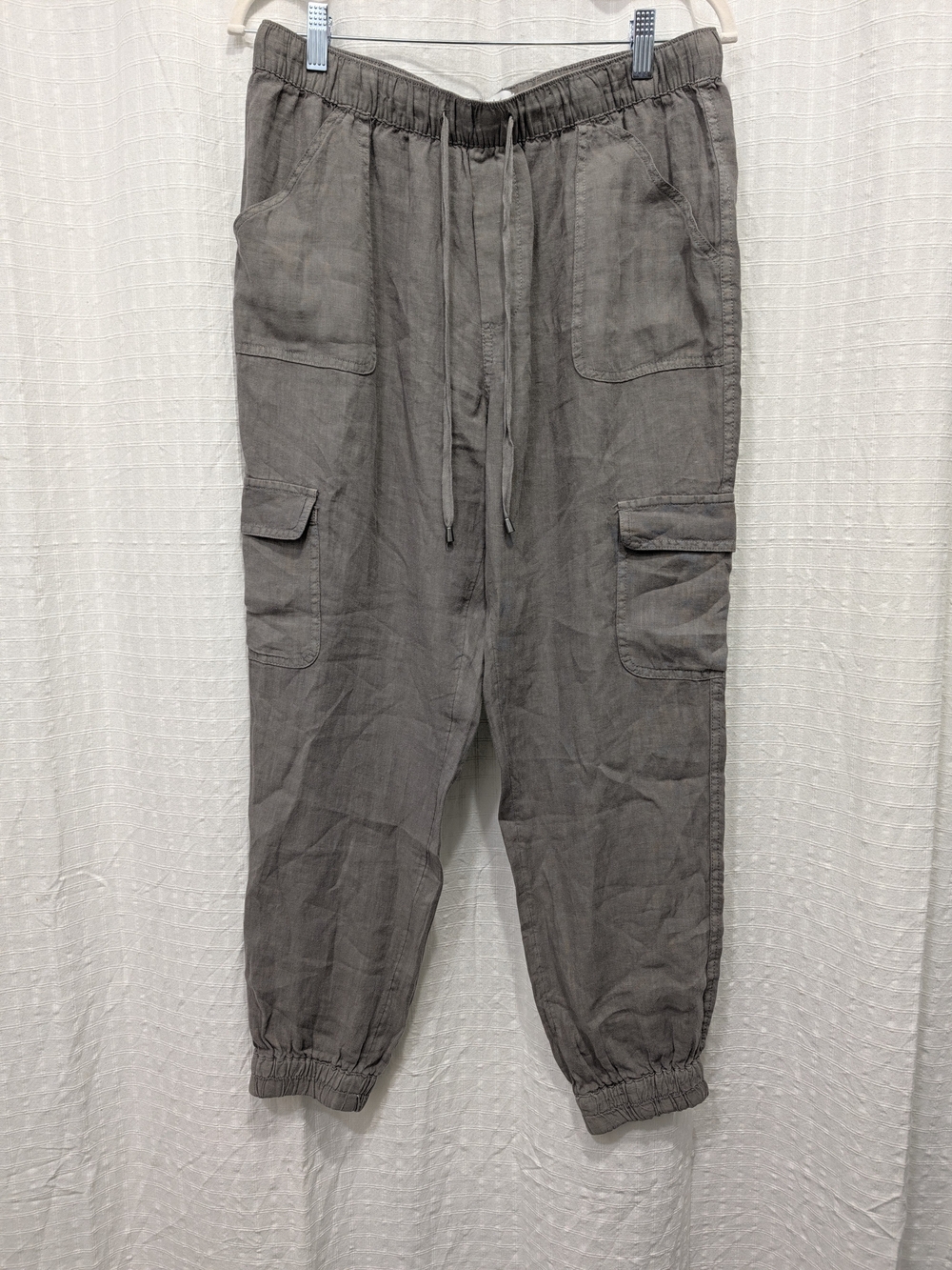Women’s Elastic Cargo Jogger Pants - Gray Size Large